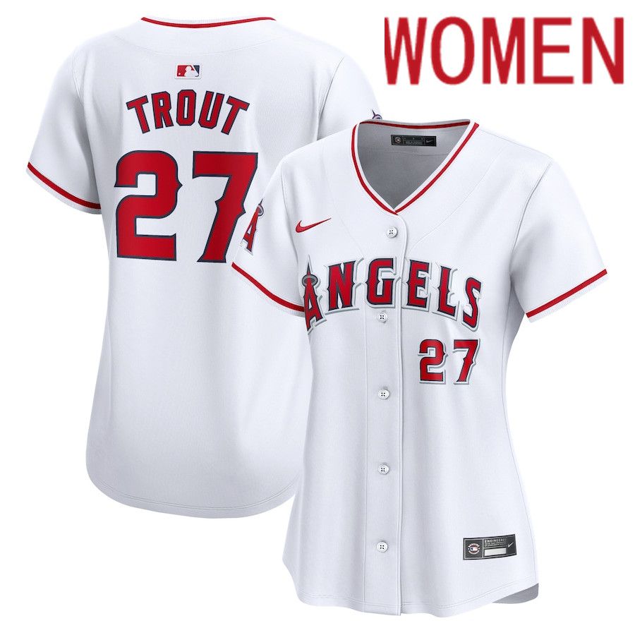 Women Los Angeles Angels #27 Mike Trout Nike White Home Limited Player MLB Jersey